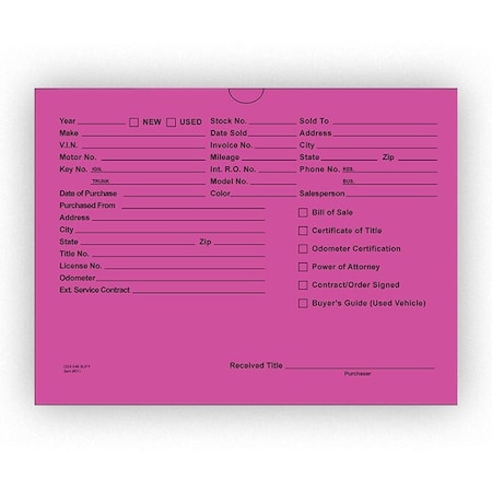 Car Dealer Depot Printed, 9X12, Dsa-546:Fuchisa, PK100 518-100